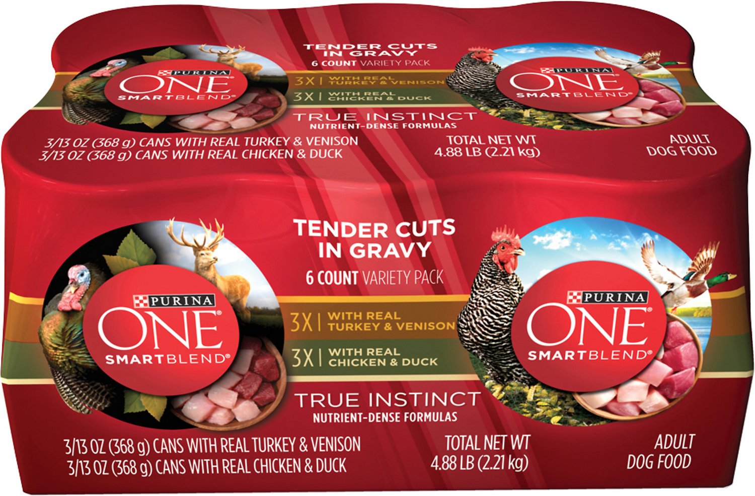 Purina ONE SmartBlend True Instinct Tender Cuts in Gravy Variety Pack Canned Dog Food, 13-oz, case of 6