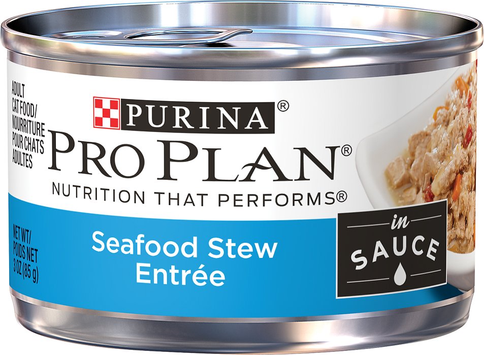 Purina Pro Plan Savor Adult Seafood Stew Entree in Sauce Canned Cat Food, 3-oz, case of 24