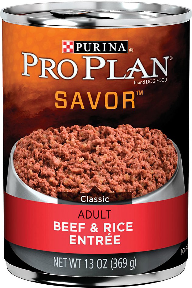 Purina Pro Plan Savor Adult Classic Beef & Rice Entree Canned Dog Food, 13-oz, case of 12