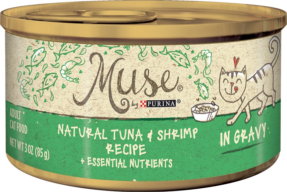 Purina Muse Natural Tuna & Shrimp Recipe in Gravy Adult Canned Cat Food, 3-oz, case of 24