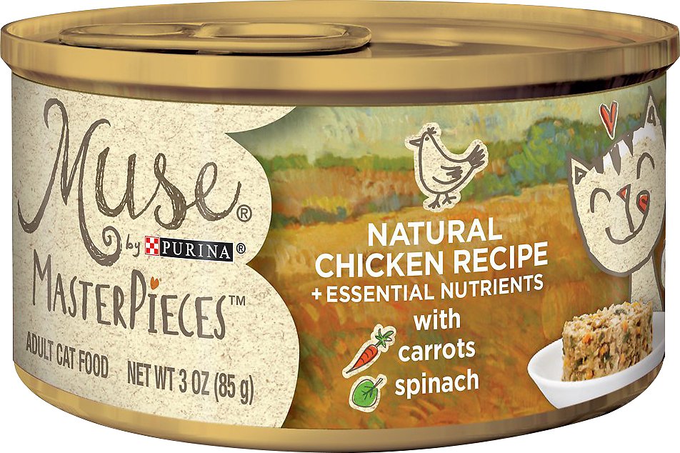 Purina Muse MasterPieces Natural Chicken Recipe with Carrots & Spinach Canned Cat Food, 3-oz, case of 24