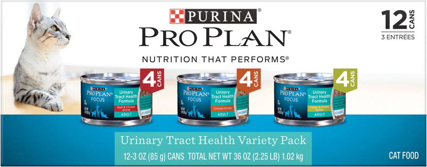 Purina Pro Plan Urinary Tract Health Variety Pack Canned Cat Food, 3-oz, case of 12