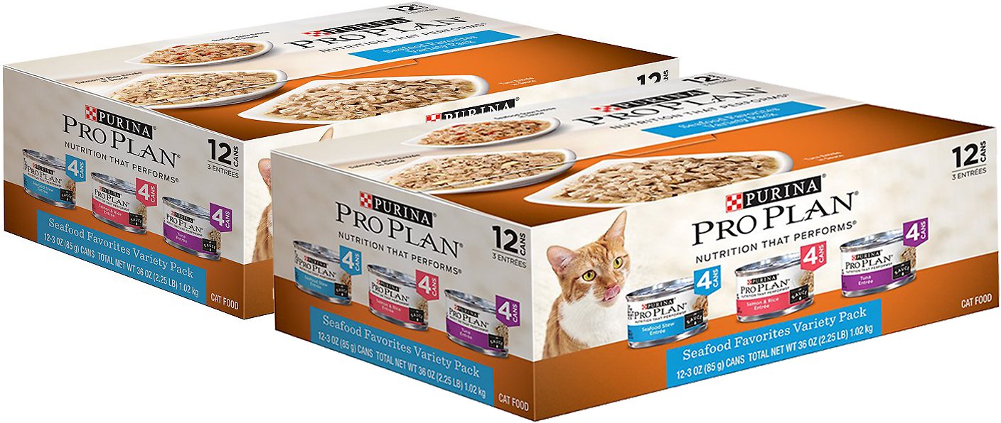 Purina Pro Plan Seafood Favorites Variety Pack Canned Cat Food, 3-oz, case of 24