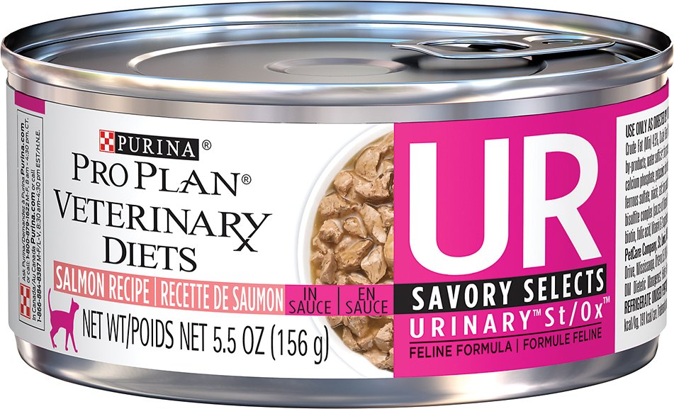 Purina Pro Plan Veterinary Diets UR Savory Selects Urinary St/Ox Salmon Recipe In Sauce Canned Cat Food, 5.5-oz case of 24