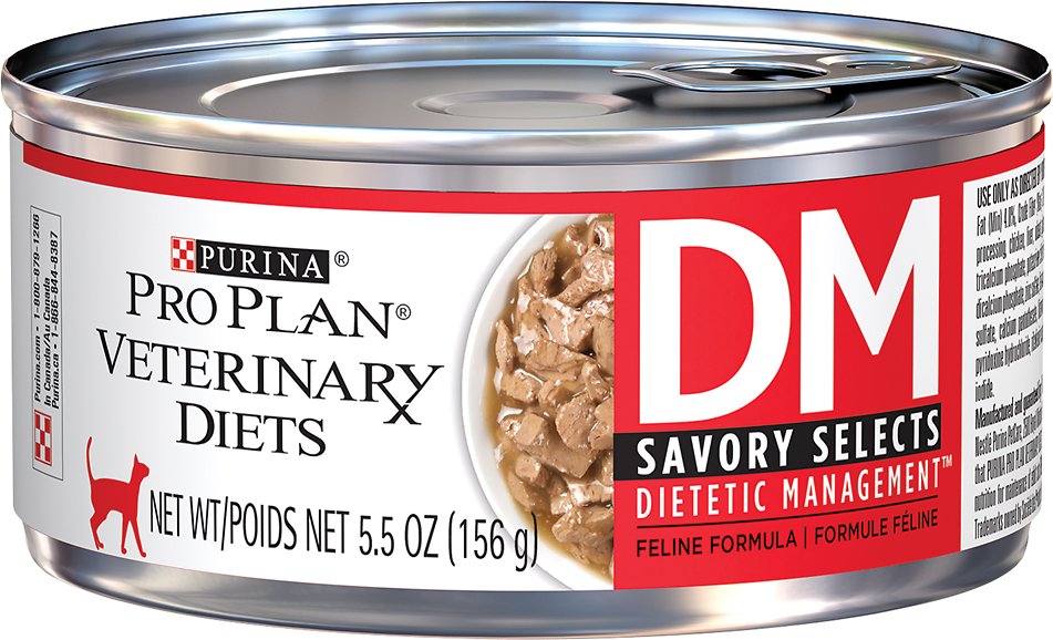 Purina Pro Plan Veterinary Diets DM Savory Selects Dietetic Management Formula Canned Cat Food, 5.5-oz, case of 24