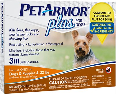 PetArmor Plus Flea & Tick Squeeze-On Treatment for Dogs, 3 count