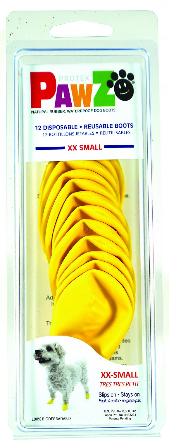 Pawz Waterproof Dog Boots, Yellow, XX-Small