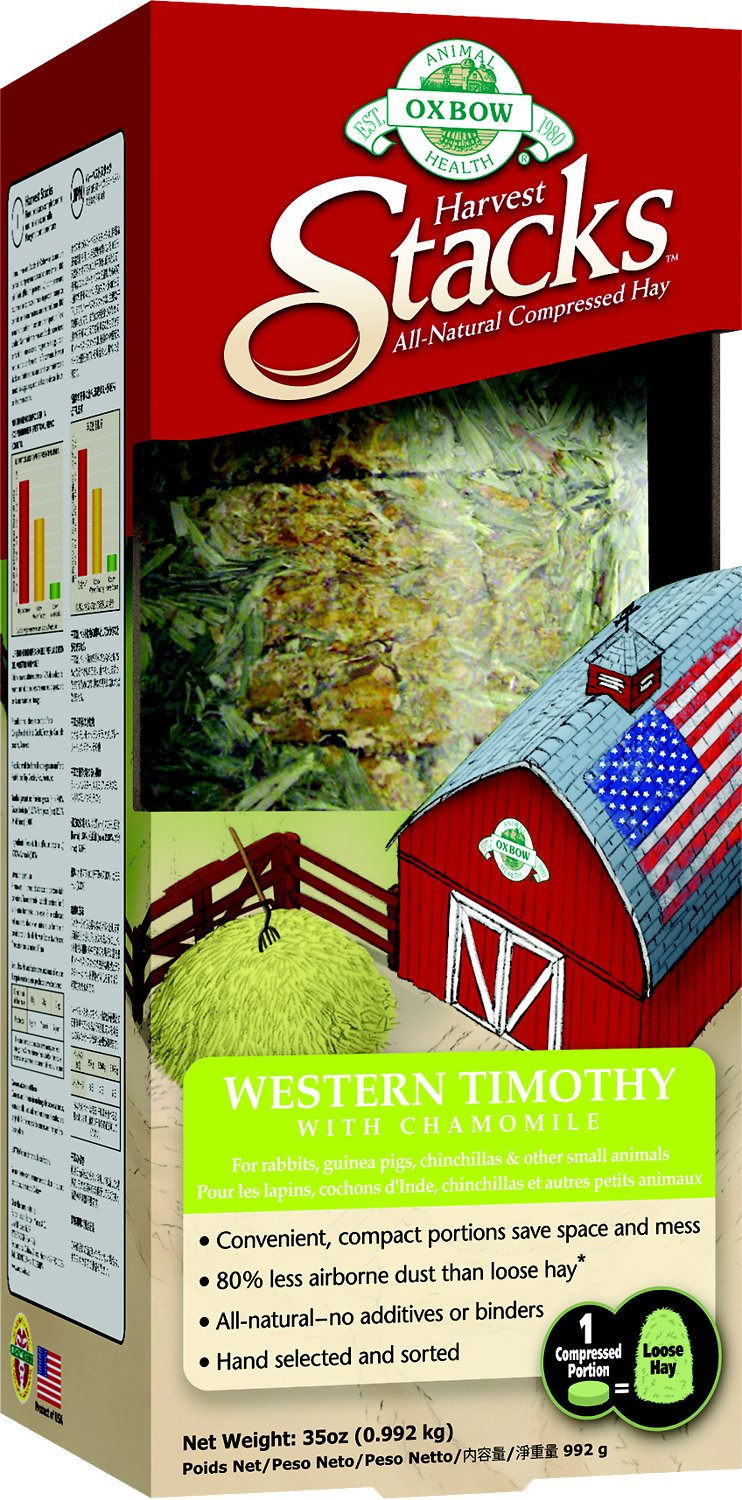 Oxbow Harvest Stacks Compressed Hay Western Timothy with Chamomile Small Animal Food, 35-oz