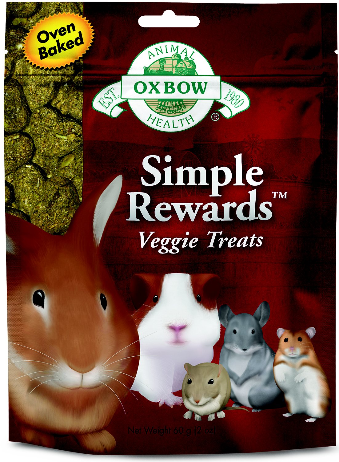 Oxbow Simple Rewards Oven Baked Veggie Small Animal Treats, 2-oz bag