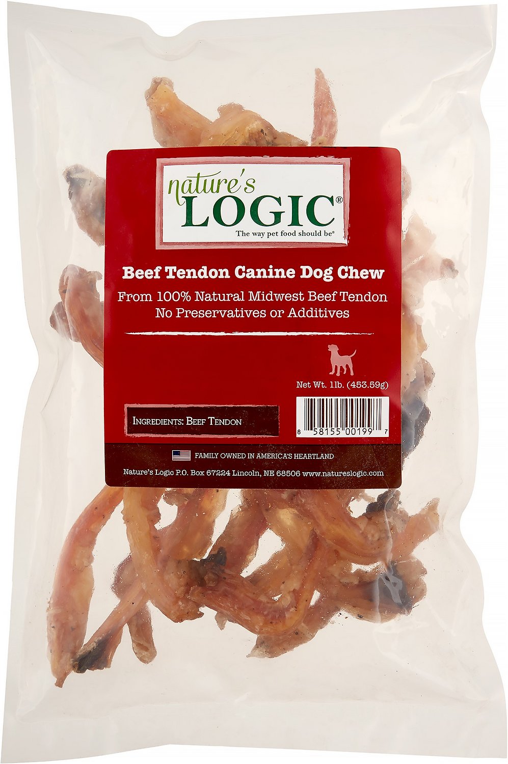 Nature's Logic Beef Tendon Dog Treats, 1-lb bag