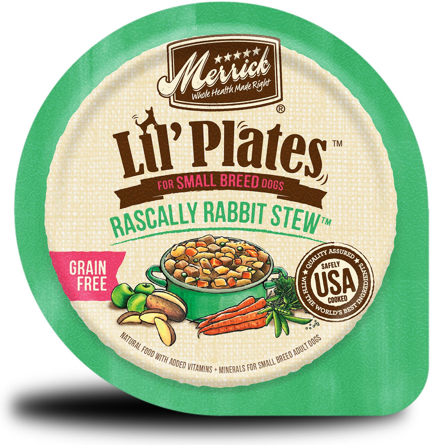 Merrick Lil' Plates Grain-Free Rascally Rabbit Stew Dog Food Trays, 3.5-oz, case of 12
