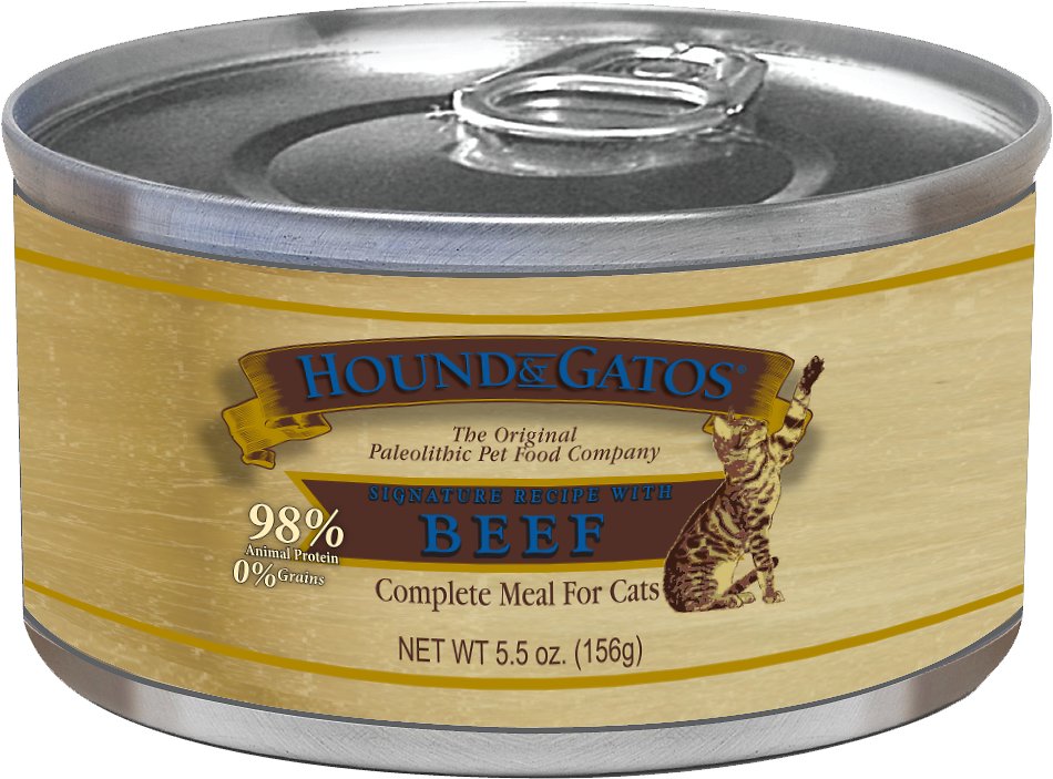Hound & Gatos Beef Formula Grain-Free Canned Cat Food, 5.5-oz, case of 24