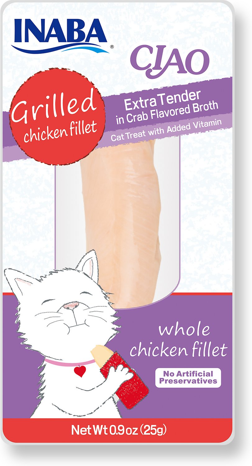 Inaba Ciao Grain-Free Grilled Chicken Fillet Extra Tender in Crab Flavored Broth Cat Treat
