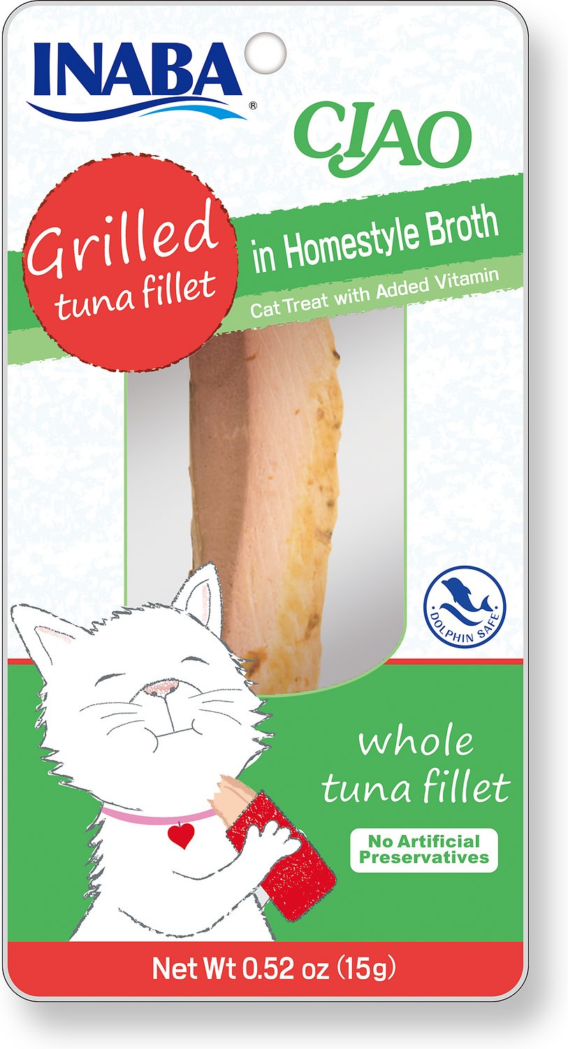 Inaba Ciao Grain-Free Grilled Tuna Fillet in Homestyle Broth Cat Treat (Weights: 0.52 ounces)