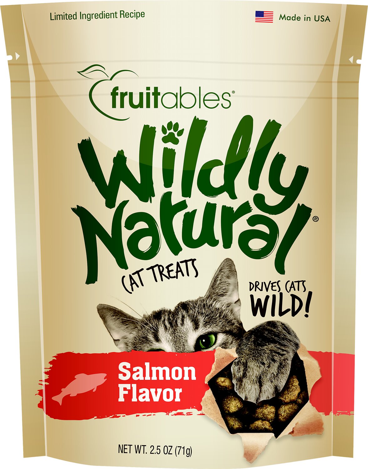 Fruitables Wildly Natural Salmon Flavor Cat Treats, 2.5-oz bag (Weights: 2.56 ounces)