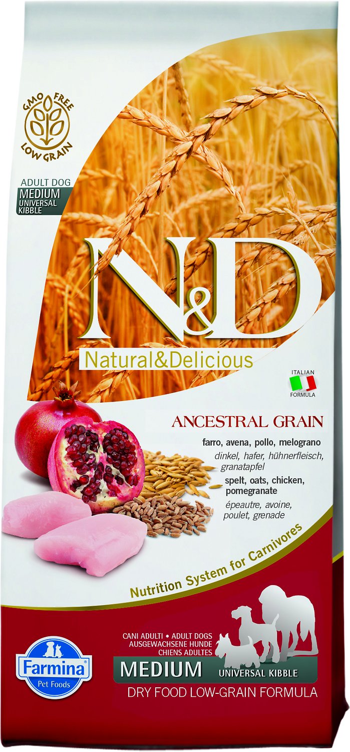 Farmina Natural & Delicious Chicken & Ancestral Low-Grain Formula Dry Dog Food, 5.5-lb bag (Weights: 5.5 pounds)