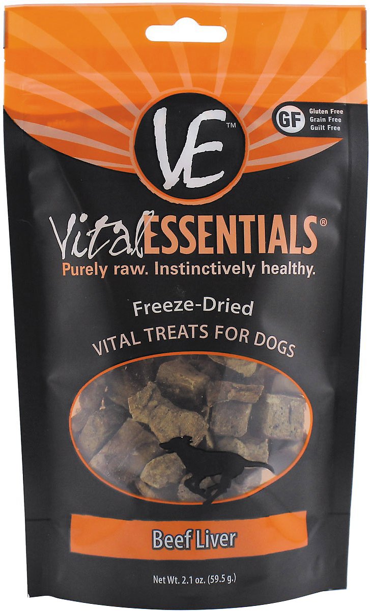 Vital Essentials Beef Liver Freeze-Dried Dog Treats, 2.1 oz-bag