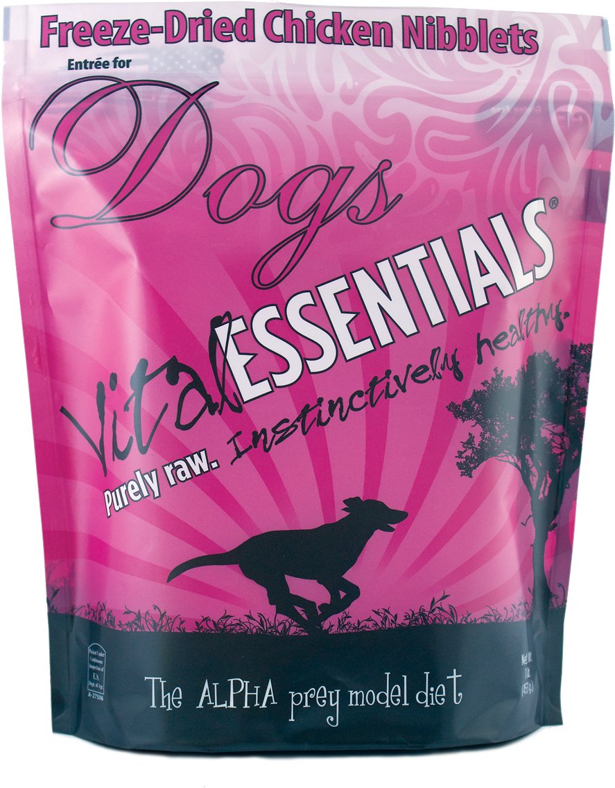 Vital Essentials Chicken Entree Nibblets Grain-Free Freeze-Dried Dog Food, 1-lb bag