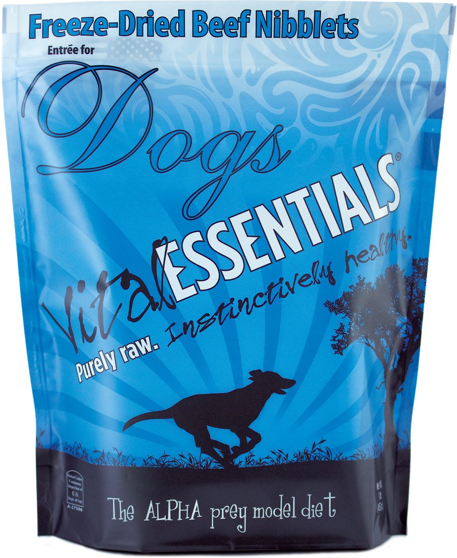 Vital Essentials Beef Entree Nibblets Grain-Free Freeze-Dried Dog Food, 1-lb bag