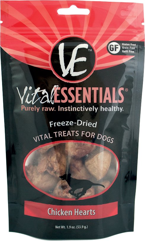 Vital Essentials Chicken Hearts Freeze-Dried Dog Treats, 2-oz bag
