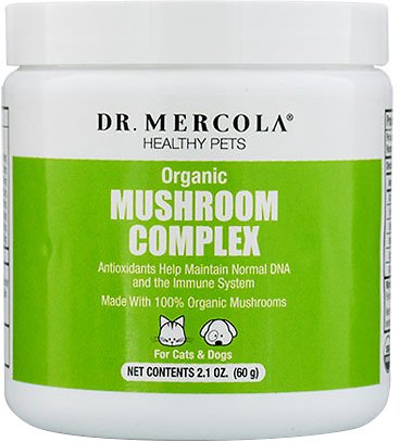 Dr. Mercola Organic Mushroom Complex Dog & Cat Supplement, 2.1-oz jar