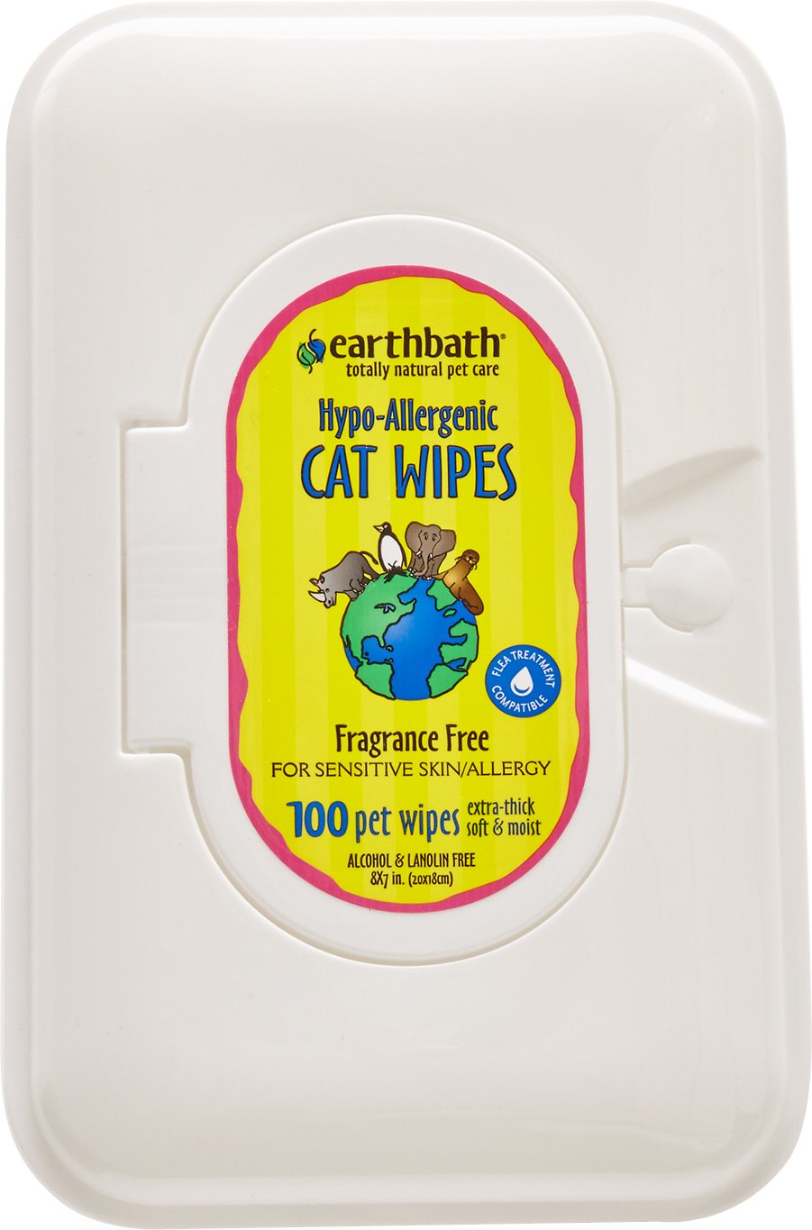 Earthbath Hypo-Allergenic Grooming Wipes for Cats, 100 count