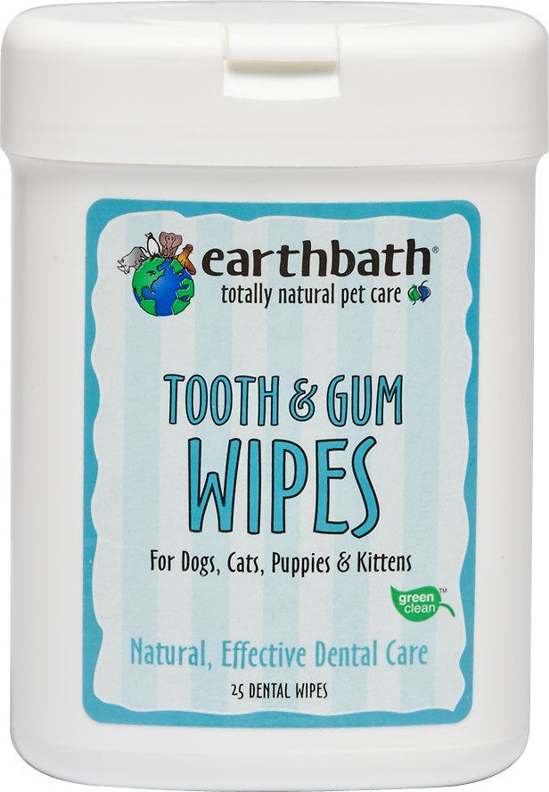 Earthbath Specialty Tooth & Gum Wipes for Dogs & Cats, 25-count