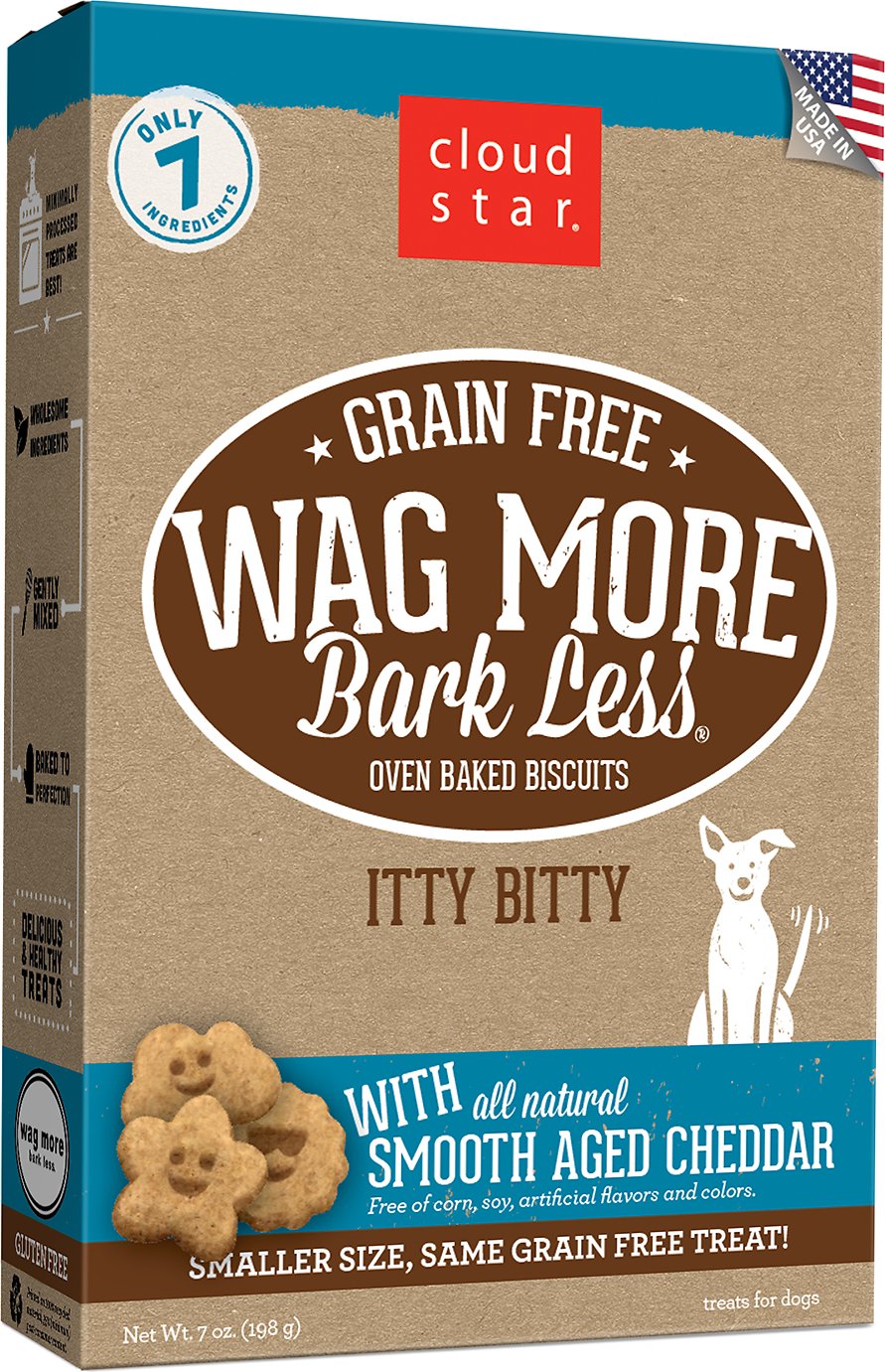 Cloud Star Wag More Bark Less Grain-Free Itty Bitty Oven Baked with Smooth Aged Cheddar Dog Treats, 7-oz bag
