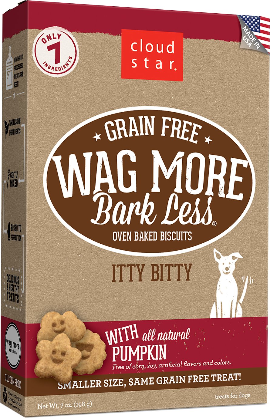 Cloud Star Wag More Bark Less Grain-Free Itty Bitty Oven Baked with Pumpkin Dog Treats, 7-oz bag