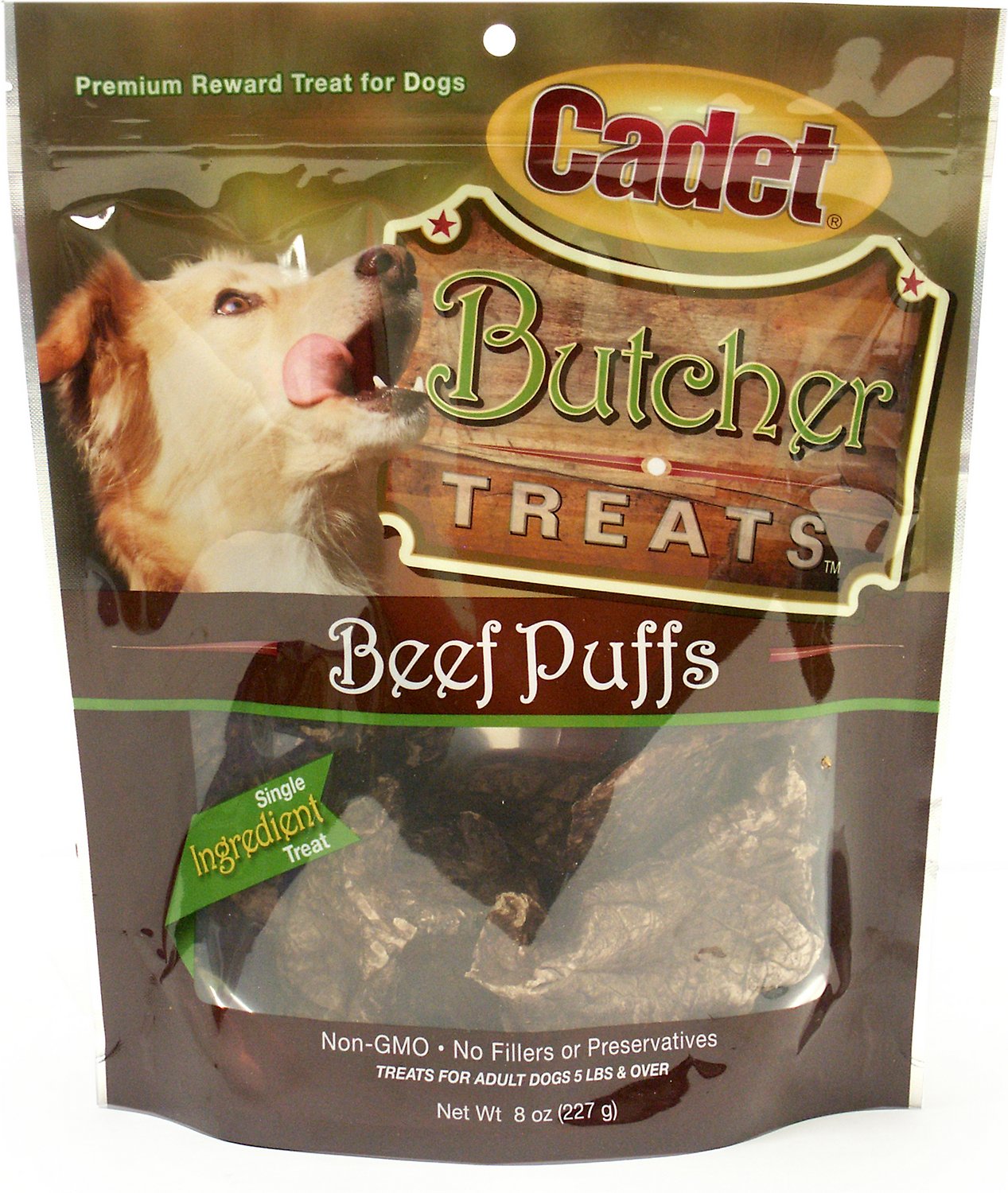 Cadet Butcher Beef Lung Puffs Dog Treats, 8-oz bag