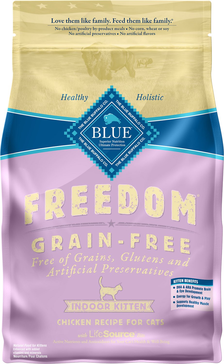 Blue Buffalo Freedom Indoor Kitten Chicken Recipe Grain-Free Dry Cat Food, 5-lb bag