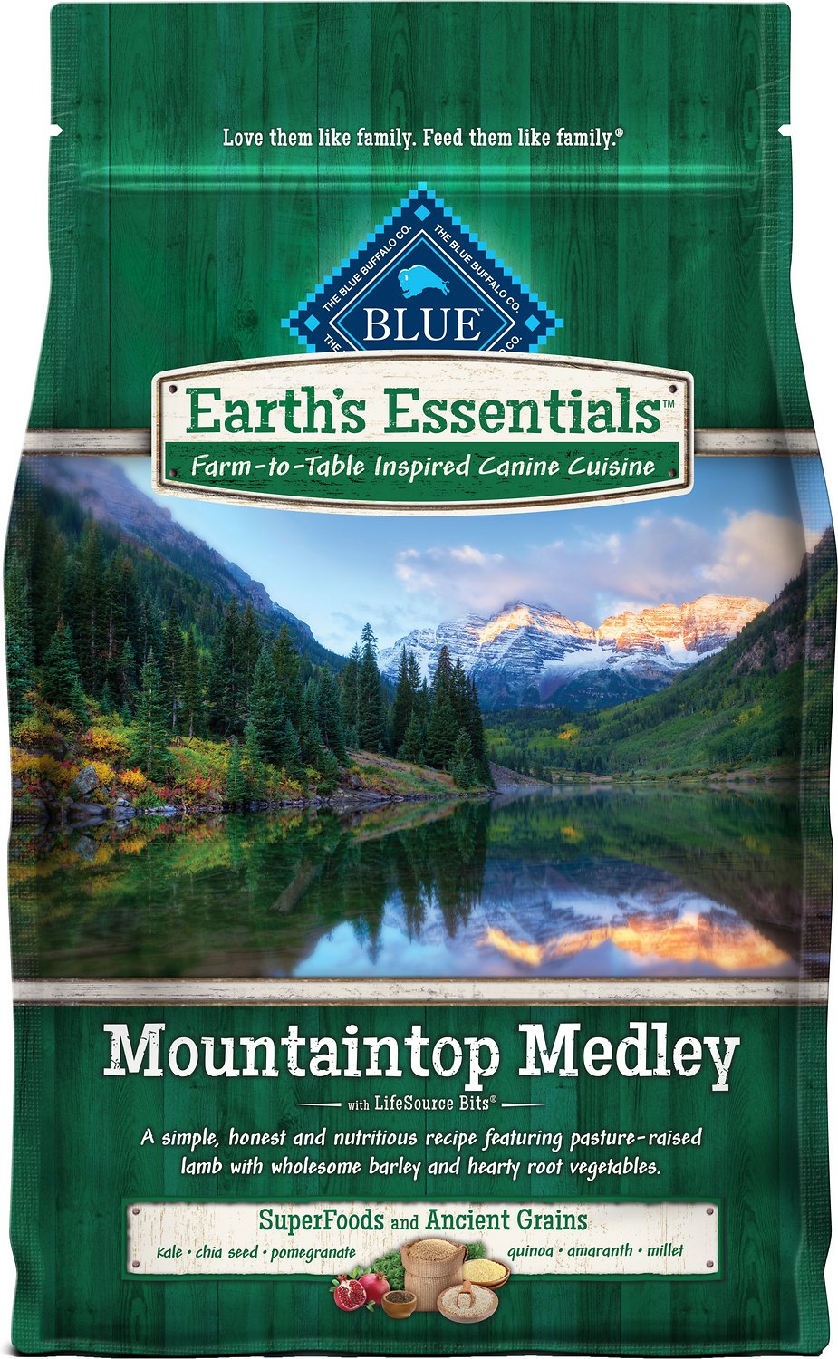 Blue Buffalo Earth's Essentials Mountaintop Medley Lamb & Barley Ancient Grains Recipe Dry Dog Food, 4-lb bag (Weights: 4.0 pounds)
