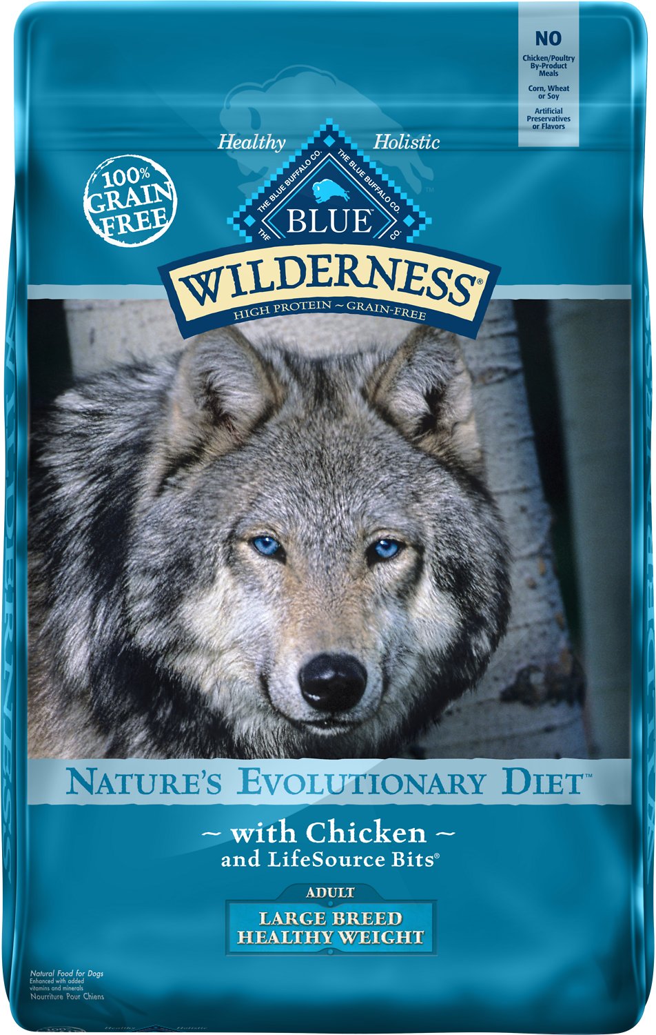 Blue Buffalo Wilderness Healthy Weight Chicken Recipe Adult Large Breed Grain-Free Dry Dog Food, 24-lb bag