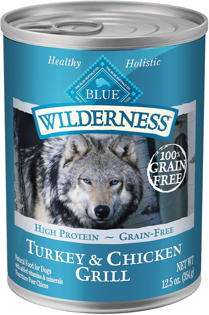 Blue Buffalo Wilderness Turkey & Chicken Grill Grain-Free Canned Dog Food, 12.5-oz, case of 12
