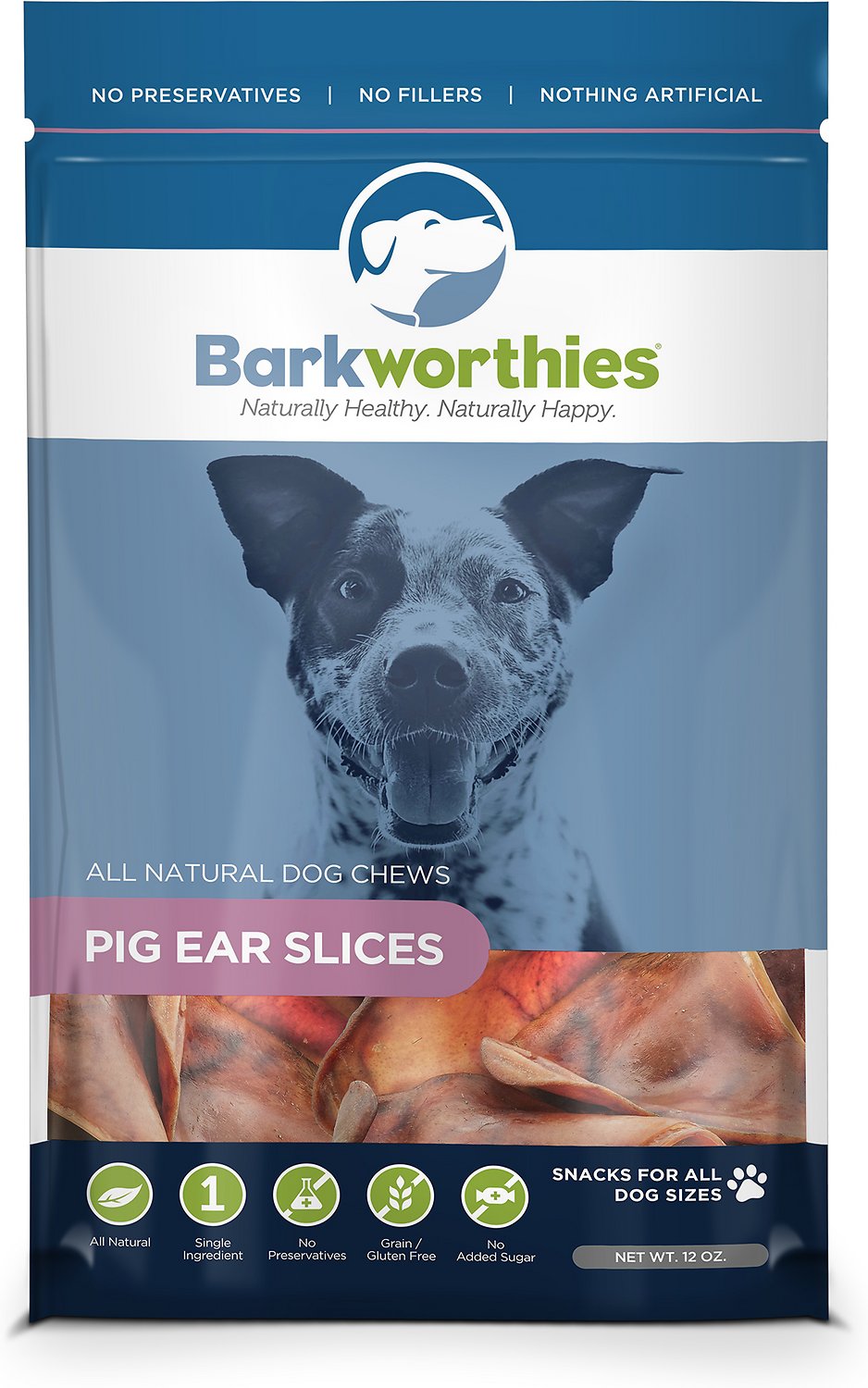 Barkworthies Pig Ear Slice Dog Treats, 12-oz bag