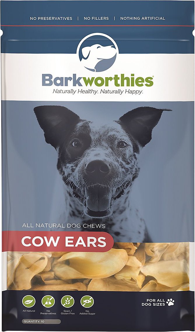 Barkworthies Cow Ears Dog Treats, 10 pack