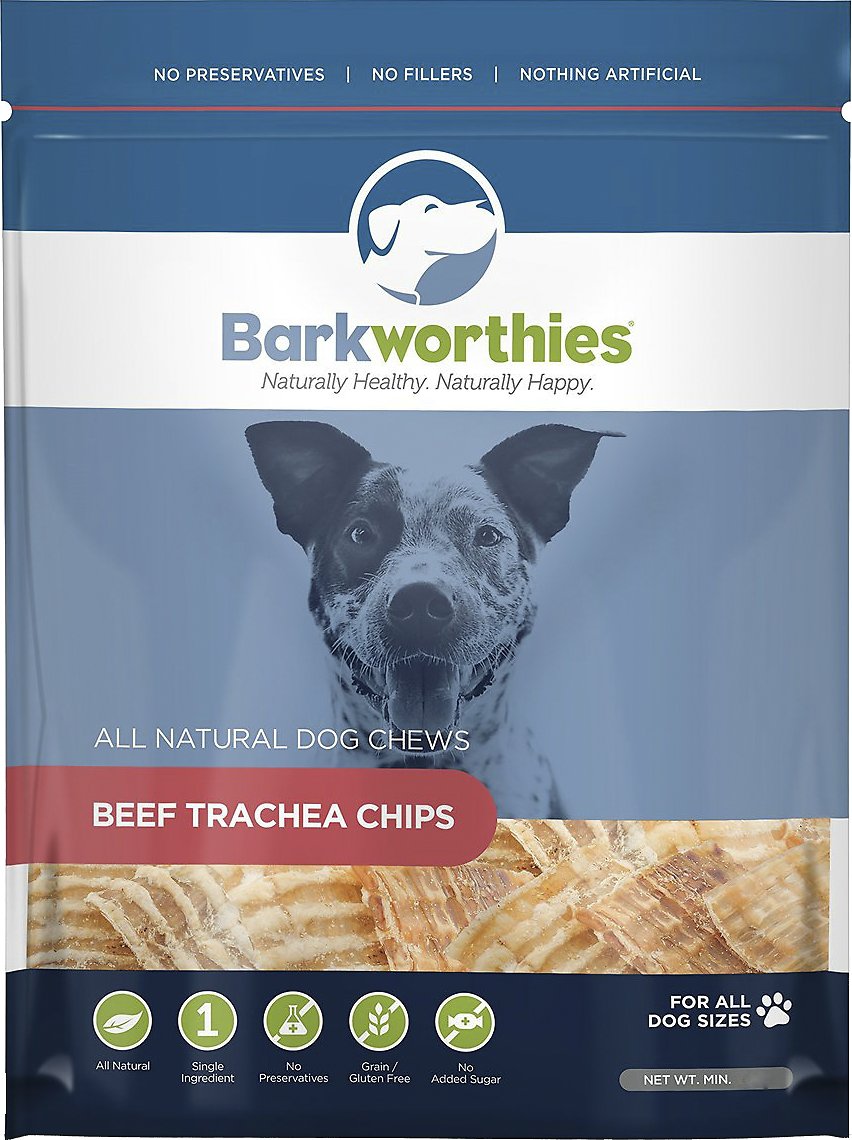 Barkworthies Beef Trachea Chips Dog Treats, 16-oz bag