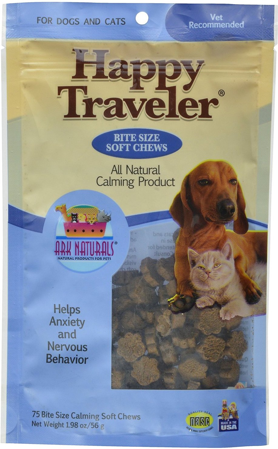 Ark Naturals Happy Traveler Dog & Cat Soft Chews, 75 count