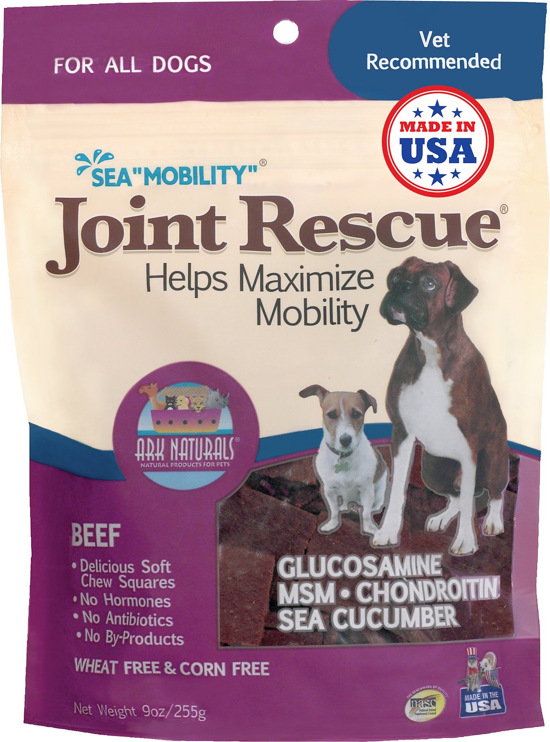 Ark Naturals Sea "Mobility" Joint Rescue Beef Jerky Dog Treats, 9-oz bag