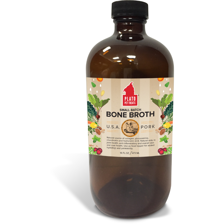 Plato Small Batch Pork Bone Broth Supplement for Dogs 16z, 4 Unit CASE
