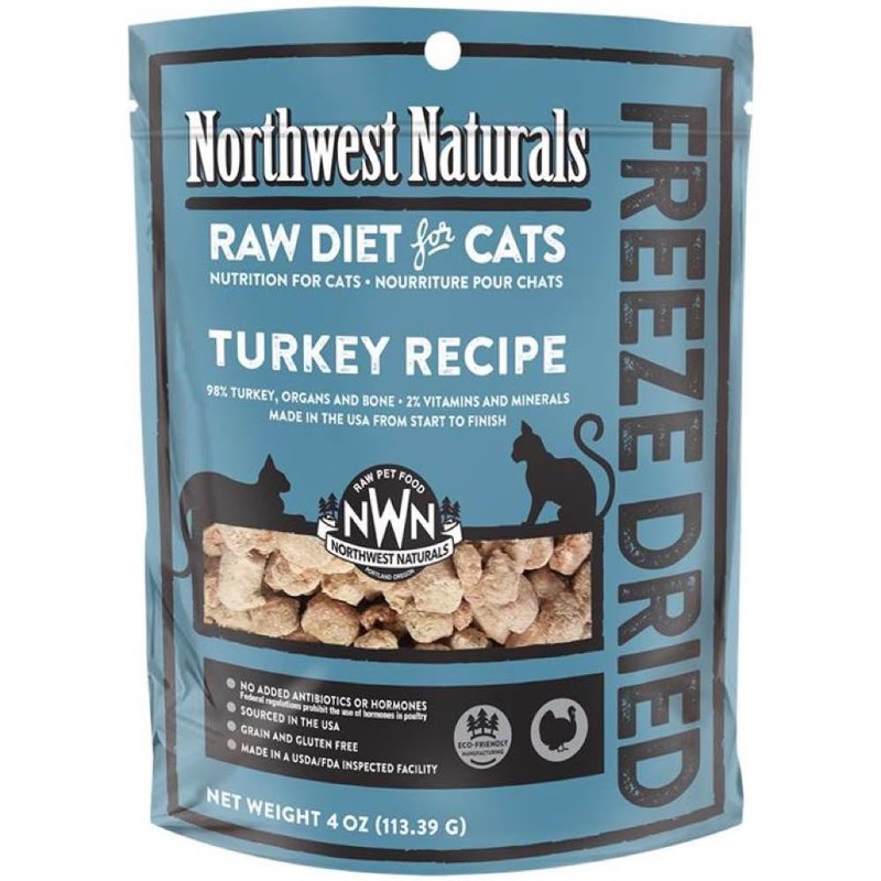 Northwest Naturals Raw Diet Grain-Free Turkey Nibbles Freeze Dried Cat Food 4z