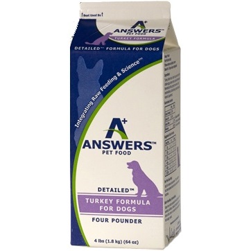 Answers Detailed Turkey Formula Raw Frozen Dog Food