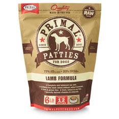Primal Raw 12z Patties Lamb Formula Raw Frozen Dog Food