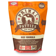 Primal Raw 8z Patties Beef Formula Raw Frozen Dog Food