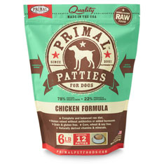 Primal Raw 8z Patties Chicken Formula Raw Frozen Dog Food
