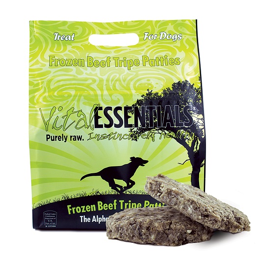 Vital Essentials Grain-Free Beef Tripe Patties Raw Frozen Dog Treats