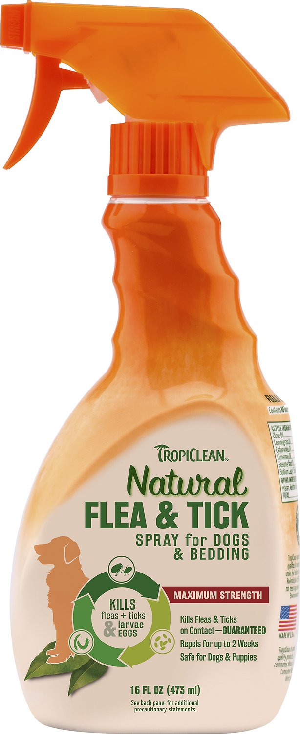 TropiClean Natural Flea & Tick Spray for Dogs & Bedding, 16-oz bottle