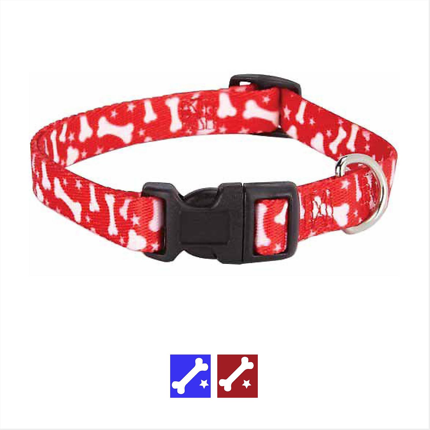 Casual Canine Pooch Pattern Bone Dog Collar, Red, X-Large