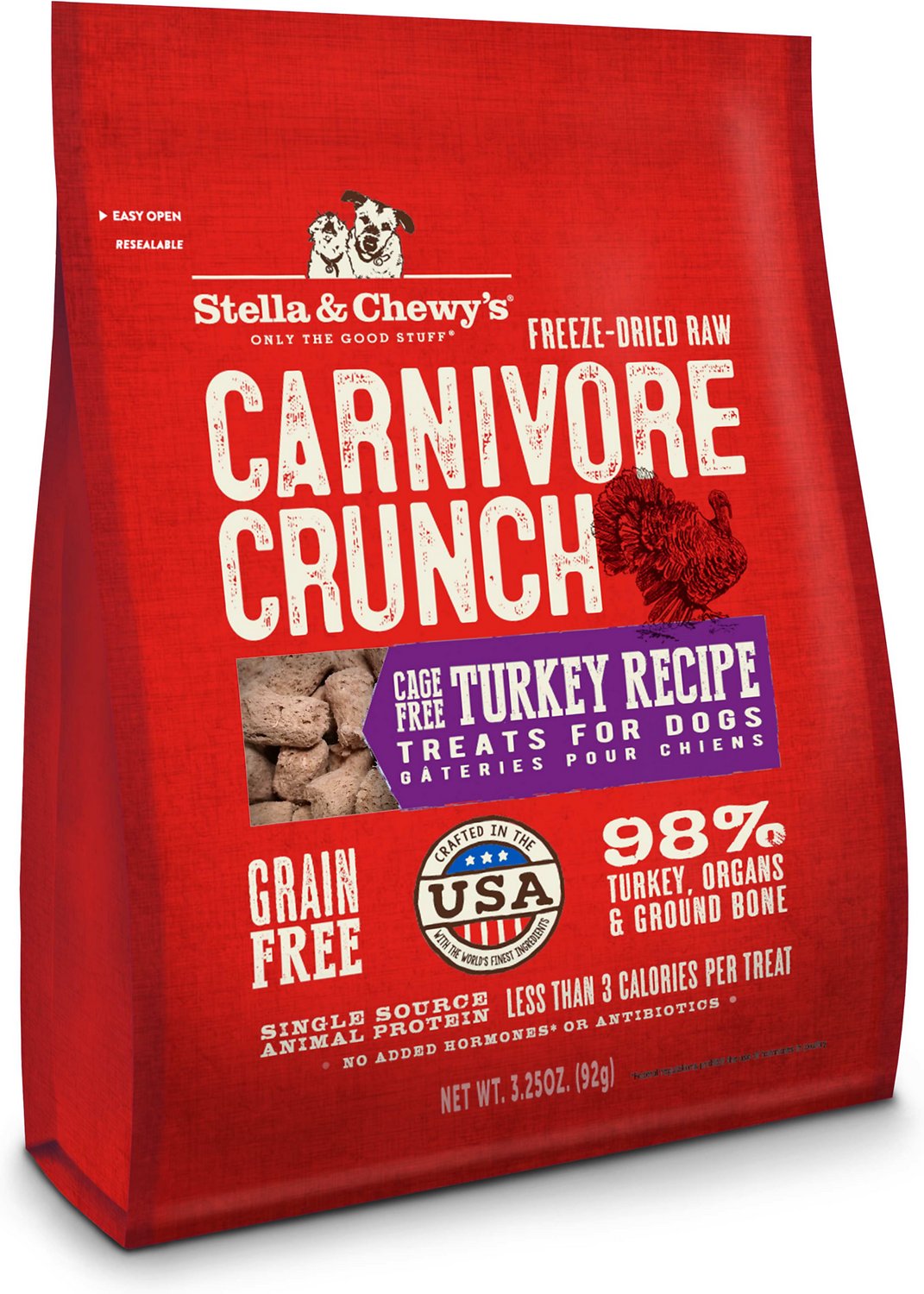 Stella & Chewy's Carnivore Crunch Cage-Free Turkey Recipe Freeze-Dried Dog Treats, 3.25-oz bag