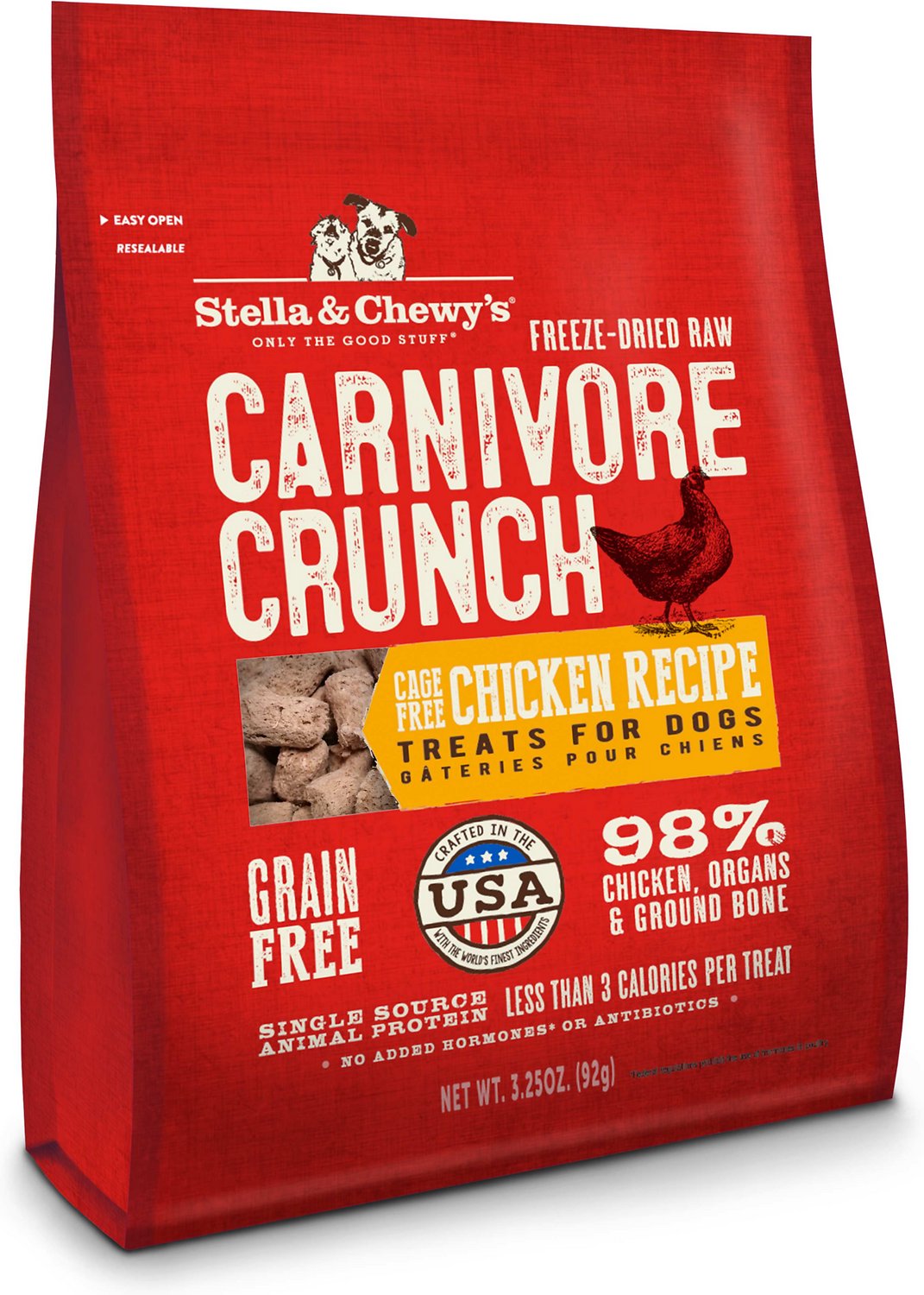 Stella & Chewy's Carnivore Crunch Cage-Free Chicken Recipe Freeze-Dried Dog Treats, 3.25-oz bag
